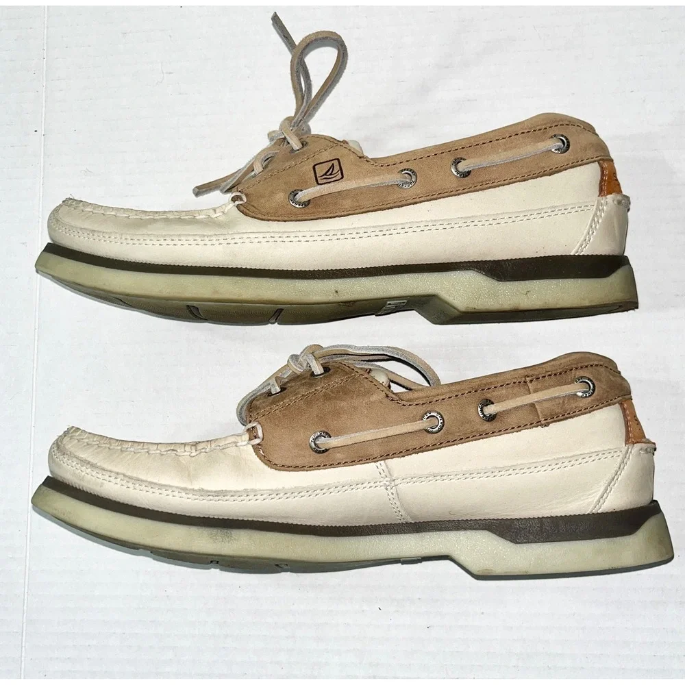 Sperry Top-Sider Mako Boat Shoes Mens 10.5‎ Tan Leather Loafers 0768101 Preppy